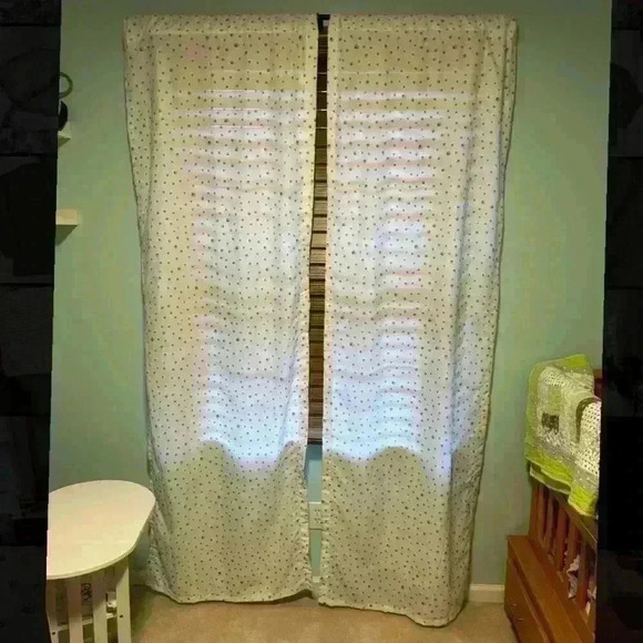 84” Semi Sheer Kids Window Curtains White Gray Paw Print 2 Panels Polyester - Picture 5 of 5